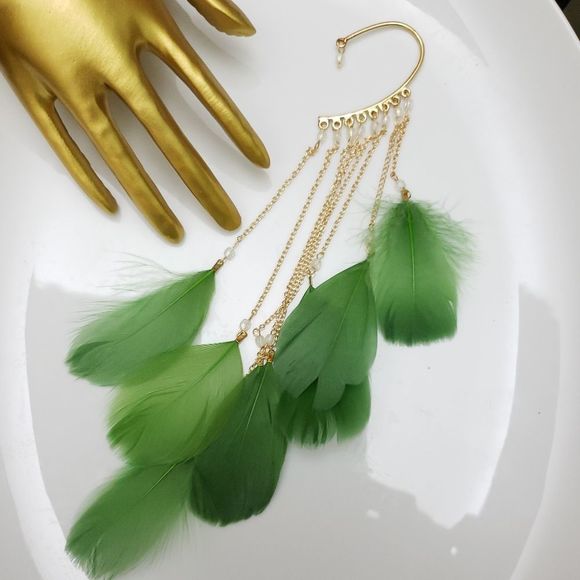 Free People | Jewelry | Fp Green Featherbehind The Ear Statement ...